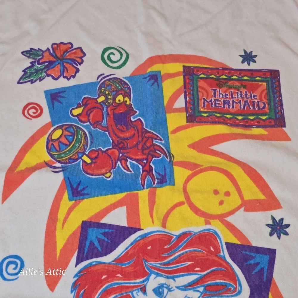 The Little Mermaid Beach Towel Vintage 90s Disney Ariel Flounder Sabastian New*